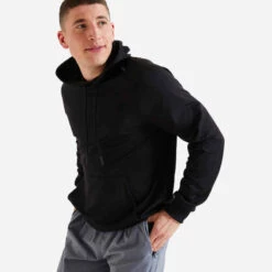 Sweat De Fitness Essentiel Respirant Capuche Homme - Noir Uni