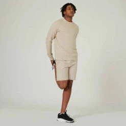 Sweat Crew Fitness Homme - 500 Essentials Lin -ProSportif Boutique sweat fitness droit homme col rond essentiel noir 5