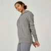 Sweat à Capuche Long Fitness Femme - 500 Essentials Gris 2 Sweat à Capuche Long Fitness Femme - 500 Essentials Gris -ProSportif Boutique sweat shirt a capuche long col rond femme droit 500 essentials gris