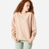 Sweat Loose Fitness Femme - 120 Beige Poudré -ProSportif Boutique sweat shirt long col rond femme large 120 raisin
