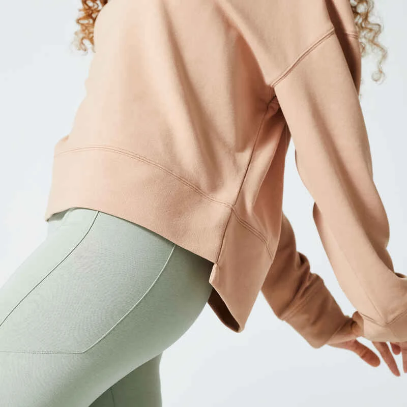 Sweat Loose Fitness Femme - 120 Beige Poudré 6 Sweat Loose Fitness Femme - 120 Beige Poudré – Image 4