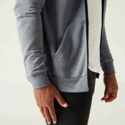 Sweat Zippé à Capuche Fitness Homme - 100 Gris -ProSportif Boutique sweat zippe a capuche col rond droit homme avec poche 100 gris 5