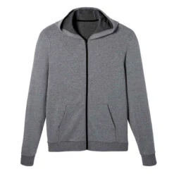 Sweat Zippé à Capuche Fitness Homme - 100 Gris -ProSportif Boutique sweat zippe a capuche col rond droit homme avec poche 100 gris 6