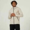 Sweat Zippé à Capuche Fitness Homme - 520 Lin -ProSportif Boutique sweat zippe fitness a capuche droit homme poche zippee 520 beige