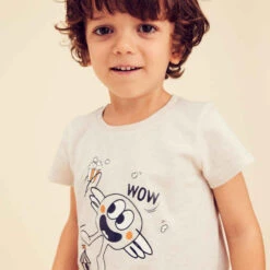 T-shirt Enfant Coton - Basique Beige Avec Motifs -ProSportif Boutique t shirt 100 baby gym fille et garcon gris print 1