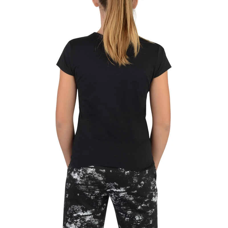 T-Shirt 100 MC Gym Fille Imprimé Noir Blanc 6 T-Shirt 100 MC Gym Fille Imprimé Noir Blanc – Image 4