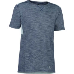 T-Shirt 500 Manches Courtes Gym Garçon Gris Bleu