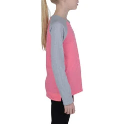 T-Shirt 500 Manches Longues Gym Fille Imprimé Rose Gris -ProSportif Boutique t shirt 500 manches longues gym fille imprime rose gris 2