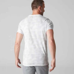T-shirt 520 Slim Col Rond Gym Stretching Homme Blanc AOP -ProSportif Boutique t shirt 520 slim col rond gym stretching homme blanc aop 2