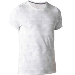 T-shirt 520 Slim Col Rond Gym Stretching Homme Blanc AOP