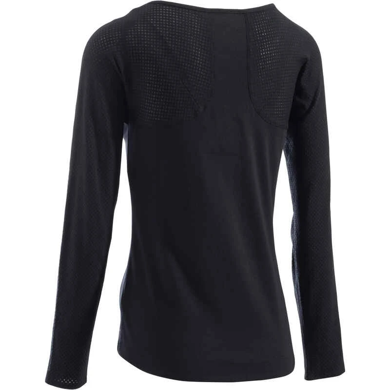 T-Shirt 900 Manches Longues Gym & Pilates Femme Noir 5 T-Shirt 900 Manches Longues Gym & Pilates Femme Noir â Image 3