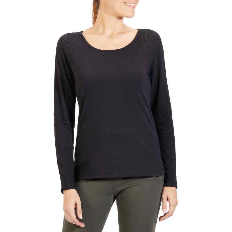 T-Shirt 900 Manches Longues Gym & Pilates Femme Noir 7 T-Shirt 900 Manches Longues Gym & Pilates Femme Noir â Image 5