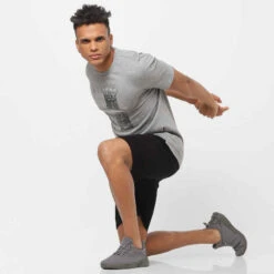 T-shirt Fitness Manches Courtes Droit Col Rond Coton Homme - 500 Gris -ProSportif Boutique t shirt coton extensible fitness 5