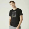 T-shirt Fitness Manches Courtes Slim Coton Col Rond Homme Noir à Motifs -ProSportif Boutique t shirt coton extensible fitness slim 12
