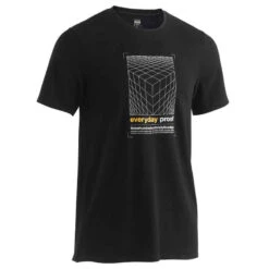 T-shirt Fitness Manches Courtes Slim Coton Col Rond Homme Noir à Motifs -ProSportif Boutique t shirt coton extensible fitness slim 17