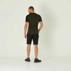 T-Shirt Coton Extensible Fitness Tombé Arrondi Slim Kaki -ProSportif Boutique t shirt coton extensible fitness tombe arrondi slim kaki 2