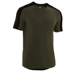 T-Shirt Coton Extensible Fitness Tombé Arrondi Slim Kaki -ProSportif Boutique t shirt coton extensible fitness tombe arrondi slim kaki 6