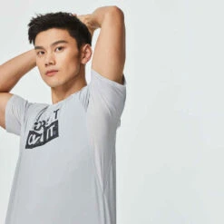 FTS 120 Toucher Coton Gris -ProSportif Boutique t shirt de fitness essentiel respirant col rond homme print bleu 10