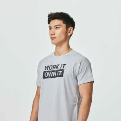 FTS 120 Toucher Coton Gris -ProSportif Boutique t shirt de fitness essentiel respirant col rond homme print bleu 12