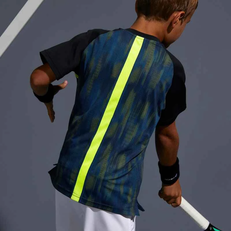 Artengo T SHIRT ENFANT 500 NOIR JAUNE 7 Artengo T SHIRT ENFANT 500 NOIR JAUNE – Image 5