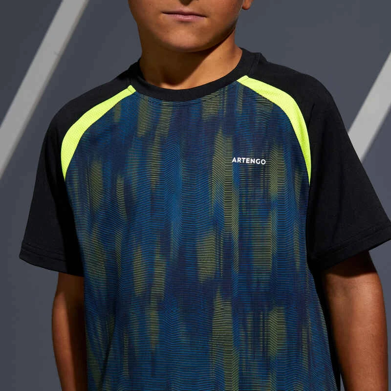 Artengo T SHIRT ENFANT 500 NOIR JAUNE 9 Artengo T SHIRT ENFANT 500 NOIR JAUNE – Image 7