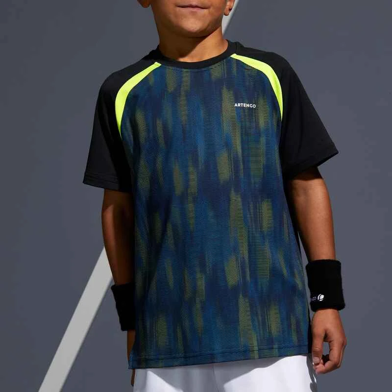 Artengo T SHIRT ENFANT 500 NOIR JAUNE 10 Artengo T SHIRT ENFANT 500 NOIR JAUNE – Image 8