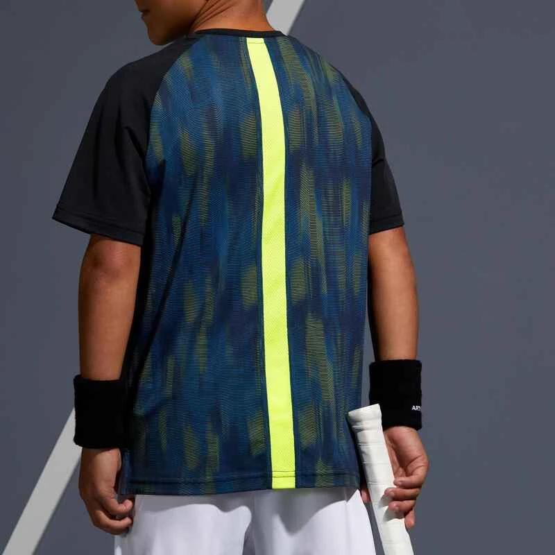 Artengo T SHIRT ENFANT 500 NOIR JAUNE 11 Artengo T SHIRT ENFANT 500 NOIR JAUNE – Image 9