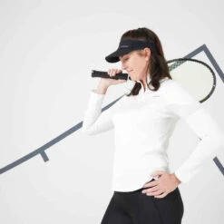 Artengo T-Shirt Tennis Manches Longues Thermique Femme - TH 900 Blanc Cassé -ProSportif Boutique t shirt femme manches longues ts th 900 noir 3