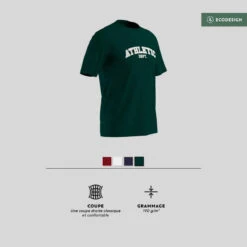 T-shirt Fitness Homme - 500 Essentials Imprimé Vert Cyprès -ProSportif Boutique t shirt fitness homme 500 essentials imprime bleu fonce 4