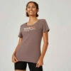 T-shirt Fitness Manches Courtes Col Rond Coton Femme - 500 Gris Foncé -ProSportif Boutique t shirt fitness manches courtes col rond coton femme 500 gris fonce