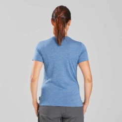 T-shirt De Trek Voyage - Manches Courtes - Laine Mérinos TRAVEL 100 Bleu Femme -ProSportif Boutique t shirt laine merinos de trek voyage travel 100 bleu femme 2