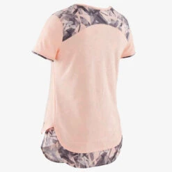 T-Shirt Manches Courtes Coton Respirant 500 Fille GYM ENFANT Rose Chiné AOP Gris -ProSportif Boutique t shirt manches courtes coton respirant 500 fille gym enfant rose chine aop gris 2