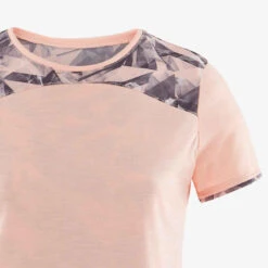 T-Shirt Manches Courtes Coton Respirant 500 Fille GYM ENFANT Rose Chiné AOP Gris -ProSportif Boutique t shirt manches courtes coton respirant 500 fille gym enfant rose chine aop gris 3