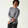 T-shirt Fitness Manches Longues Slim Coton Col Rond Homme Gris Chiné -ProSportif Boutique t shirt manches longues 100 homme gris chine