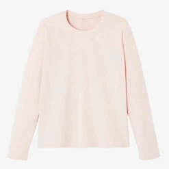 T-shirt Manches Longues Fitness Femme - 500 Rose -ProSportif Boutique t shirt manches longues fitness femme coton droit 500 rose 5