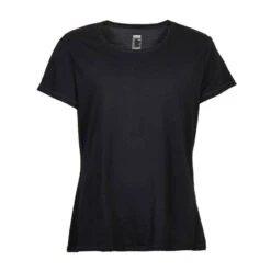 T-shirt Fitness Manches Courtes Droit Coton Extensible Col Rond Femme Noir -ProSportif Boutique t shirt regular 500 femme noir 10