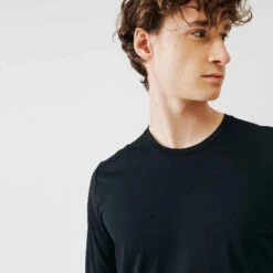 Kalenji Men's Running Breathable Long-Sleeved T-shirt Sun Protect - Black -ProSportif Boutique t shirt running anti uv homme blanc 3