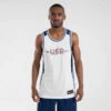 MAILLOT BASKETBALL SANS MANCHE REVERSIBLE HOMME/FEMME - T500R BLANC MARINE USA -ProSportif Boutique t shirt slash maillot sans manche reversible de basket homme t500r blanc marine usa