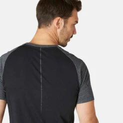 T-shirt Fitness Manches Courtes Slim Coton Col Rond Homme Gris Foncé -ProSportif Boutique t shirt slim 900 homme vert fonce 5