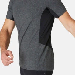 T-shirt Fitness Manches Courtes Slim Coton Col Rond Homme Gris Foncé -ProSportif Boutique t shirt slim 900 homme vert fonce 6