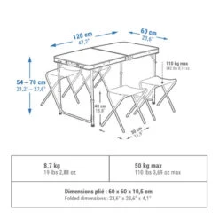 Quechua TABLE DE CAMPING PLIANTE - 4 TABOURETS - 4 À 6 PERSONNES -ProSportif Boutique table de camping pliante 4 tabourets 4 a 6 personnes 2