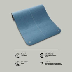 Tapis De Sol Pilates 170 Cm X 62 Cm X 8 Mm - Tonemat M Bleu -ProSportif Boutique tapis de sol maxi grip fitness imprime 170cmx62cmx8mm turquoise 2