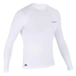 Tee Shirt Anti UV Homme Manches Longues Surf 100 Blanc