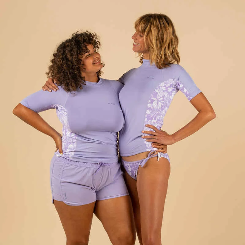 Tee Shirt Anti UV Surf Top 500 Manches Courtes Femme Parme Et Floral SELVA 8 Tee Shirt Anti UV Surf Top 500 Manches Courtes Femme Parme Et Floral SELVA â Image 6