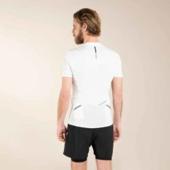 TEE SHIRT DE TRAIL RUNNING MANCHES COURTES ZIP HOMME BLANC -ProSportif Boutique tee shirt manches courtes trail running noir homme 4