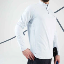 Artengo Sweat De Tennis Manches Longues Homme - Thermic 1/2 ZIP Gris Clair -ProSportif Boutique tee shirt manches longues de tennis tsw th 1slash2 zip marine bleu 2