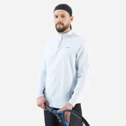Artengo Sweat De Tennis Manches Longues Homme - Thermic 1/2 ZIP Gris Clair