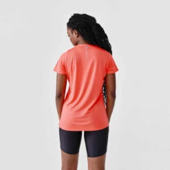 Kalenji T-shirt Manches Courtes Running Respirant Femme - Dry Corail -ProSportif Boutique tee shirt running run dry noir femme 1