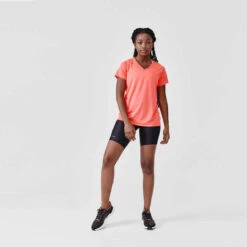 Kalenji T-shirt Manches Courtes Running Respirant Femme - Dry Corail -ProSportif Boutique tee shirt running run dry noir femme 3