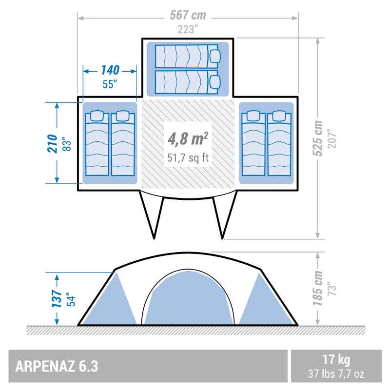 Quechua Tente à Arceaux De Camping - Arpenaz 6.3 - 6 Places - 3 Chambres 4 Quechua Tente à Arceaux De Camping - Arpenaz 6.3 - 6 Places - 3 Chambres – Image 2